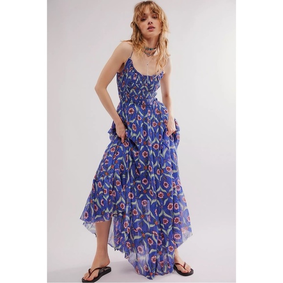Free People FP One Ciella Maxi Dress Blue Small NWT Bohemian Fairy Floral Spring - Picture 7 of 17